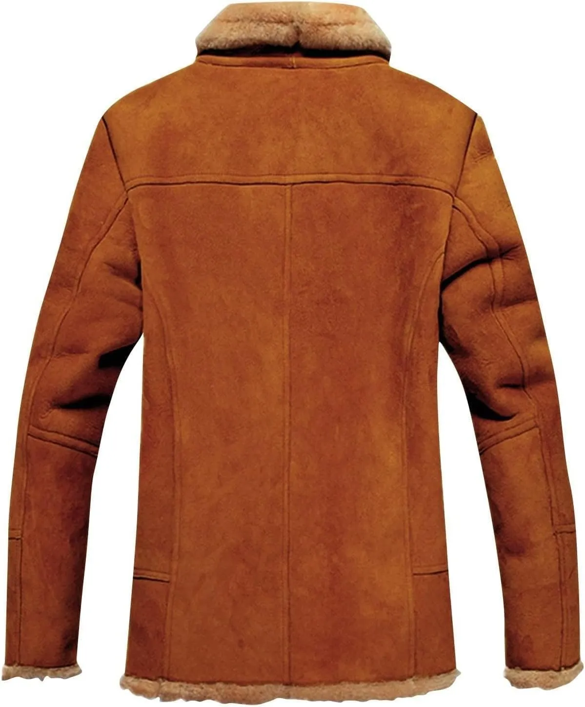Men's Sherpa-Lined Trench Coat Winter Long Pea Coat Warm Wool Blend Overcoat with Pockets