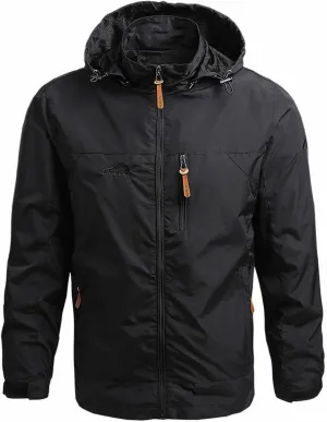 Men's Softshell Jacket Lightweight Water Resistant Hooded Outdoor Gym Sport Coats Work Hiking Rain Coat with Pockets
