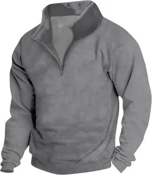 Men's Sports Shirts 1/4 Zip Pullover Vintage Sweater Long Sleeve Running Workout Tops Sweatshirt