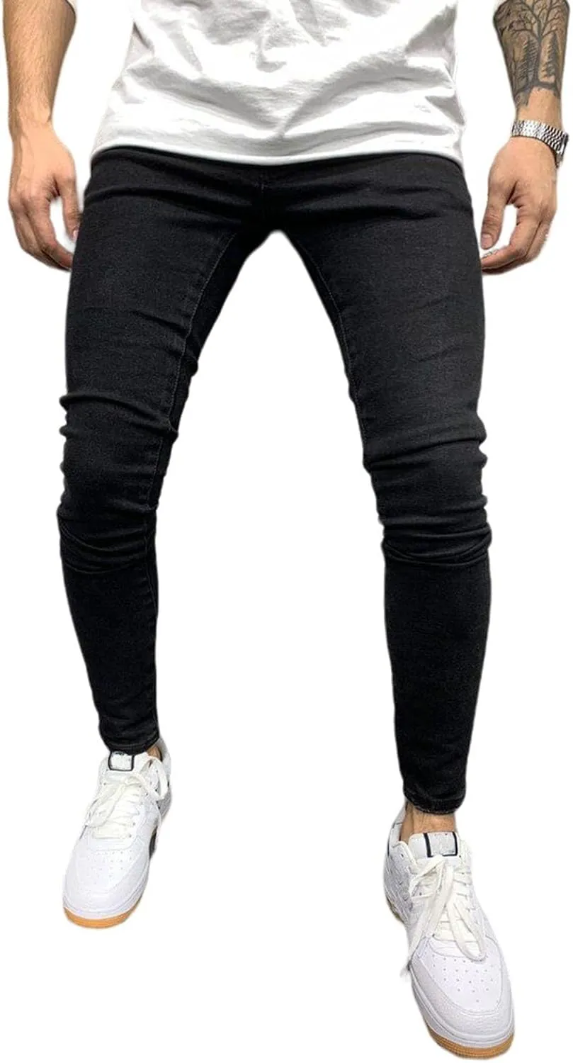 Men's Straight Fit Jeans Slim Fit Stretch Casual Pull On Denim Jeans for Men Fashion Trouser
