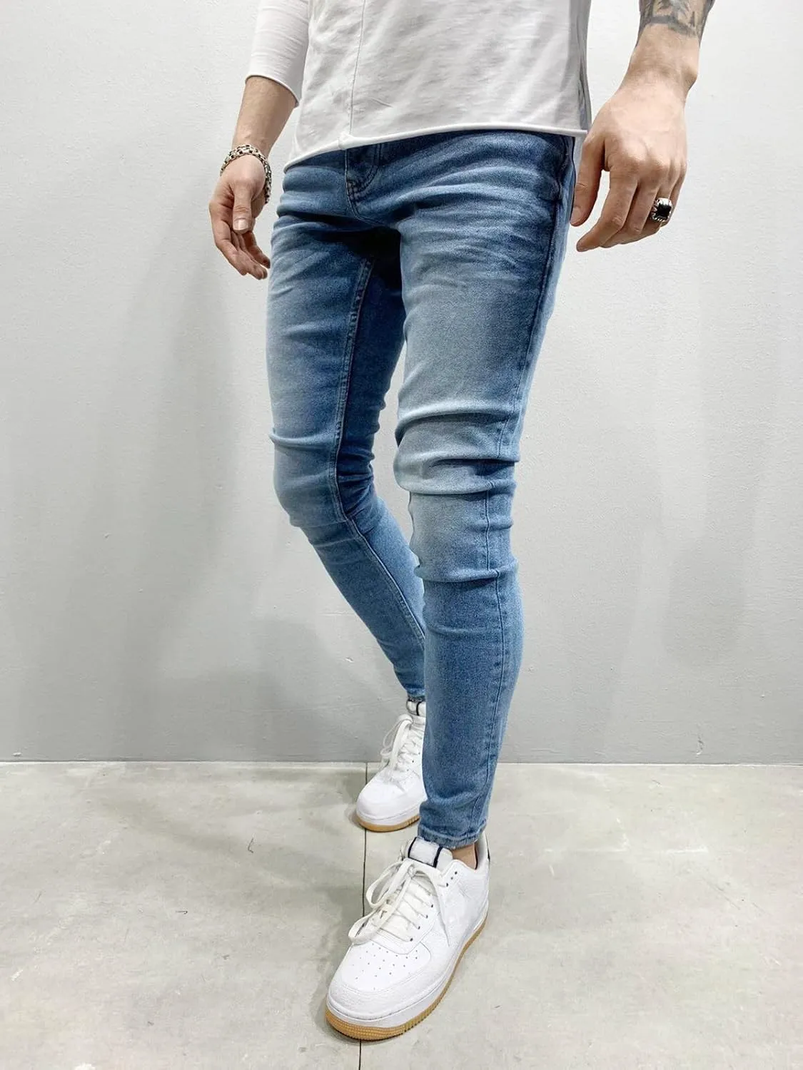 Men's Straight Fit Jeans Slim Fit Stretch Casual Pull On Denim Jeans for Men Fashion Trouser
