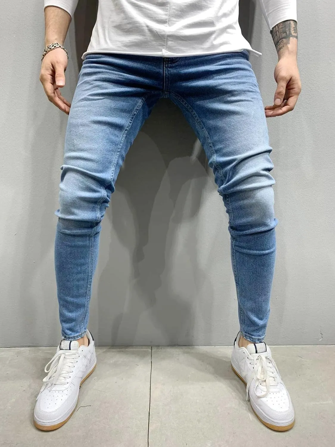 Men's Straight Fit Jeans Slim Fit Stretch Casual Pull On Denim Jeans for Men Fashion Trouser