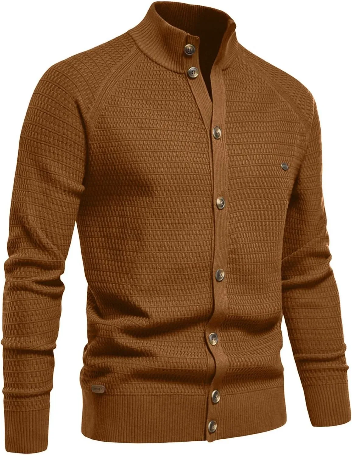 Mens Sweater Cardigan Casual Full Zip Knitted Long Sleeve Sweaters Stand Collar Men's Jacket Retro Workout Outfits