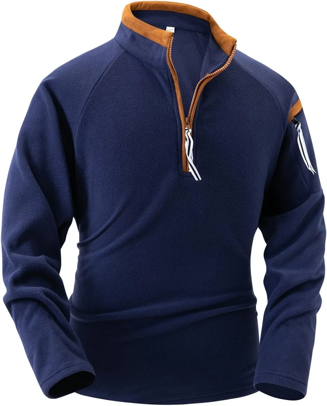 Men's Thermal Fleece Sweaters Quarter Zip Pullover Long Sleeve Mock Neck Polo Sweater Casual Stylish Solid Clothes
