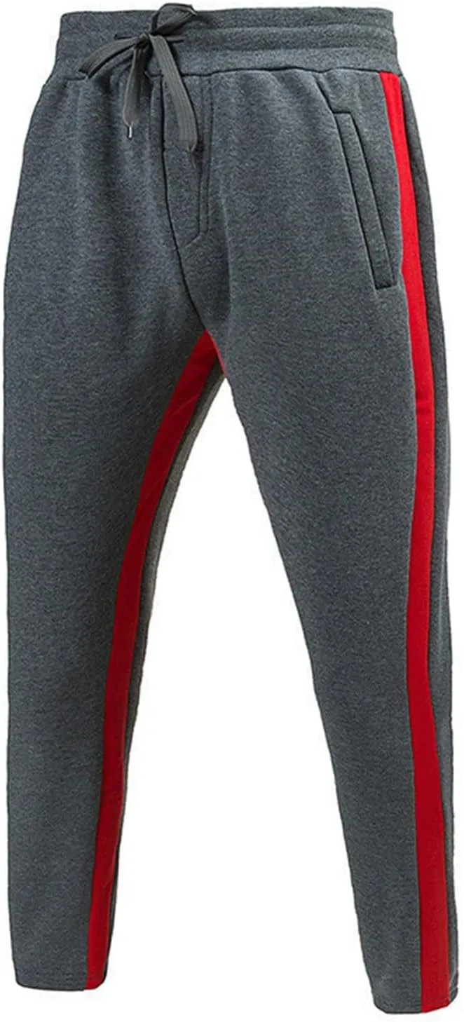 Men’s Track Pants Casual Color Block Side Stripe Sweatpants Elastic Waist Slim Fit Tapered Sweat Pants Workout Joggers