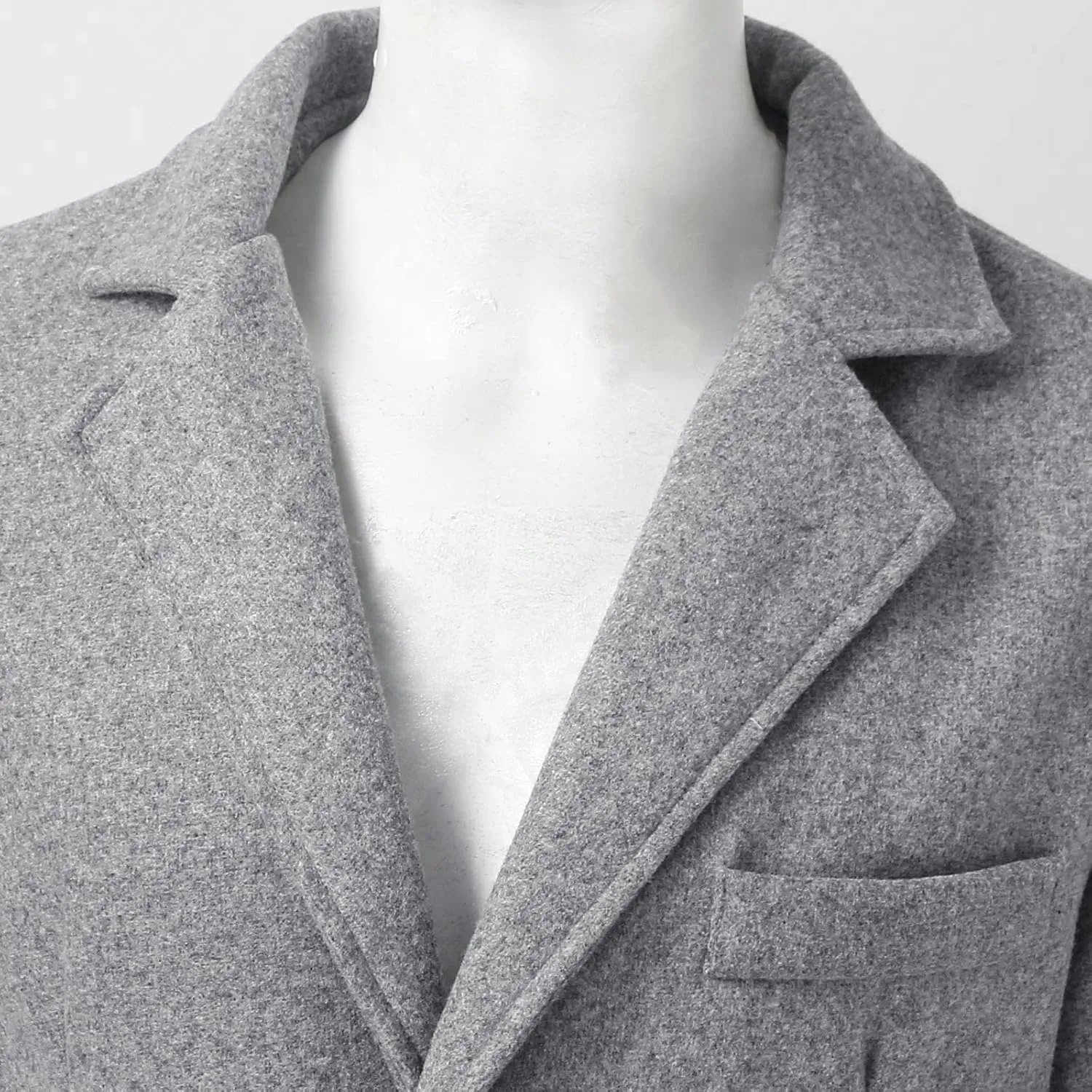 Mens Trench Coat Notched Collar Single Breasted Mid Length Peacoat Winter Overcoat with Pockets Warm Windbreaker
