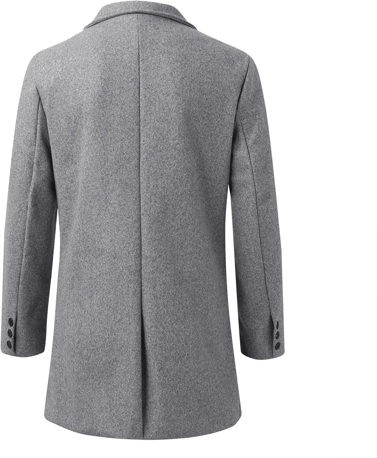 Mens Trench Coat Notched Collar Single Breasted Mid Length Peacoat Winter Overcoat with Pockets Warm Windbreaker