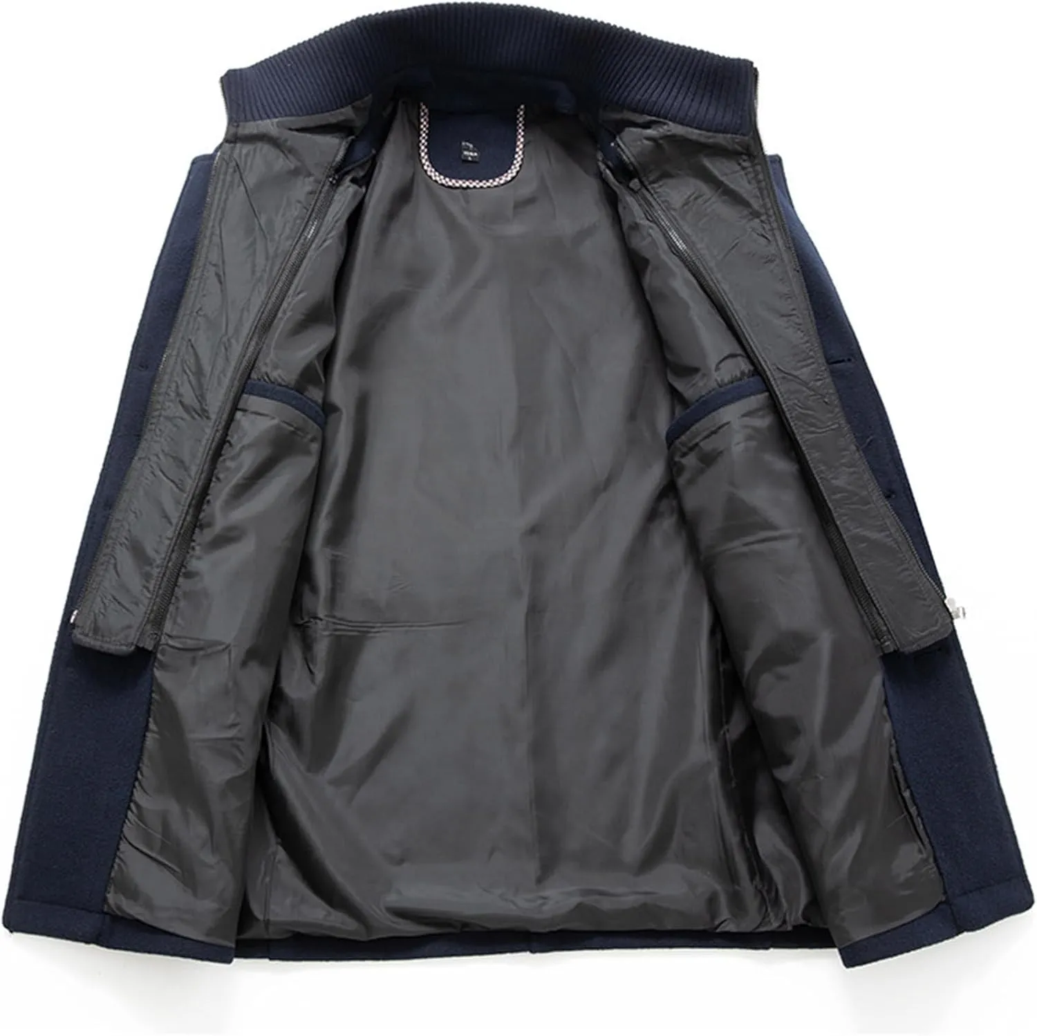 Mens Trench Coat Winter Wool Blend Jacket Overcoat Long Top Coat Warm Single Breasted Trench Jacket Woolen Pea Coat