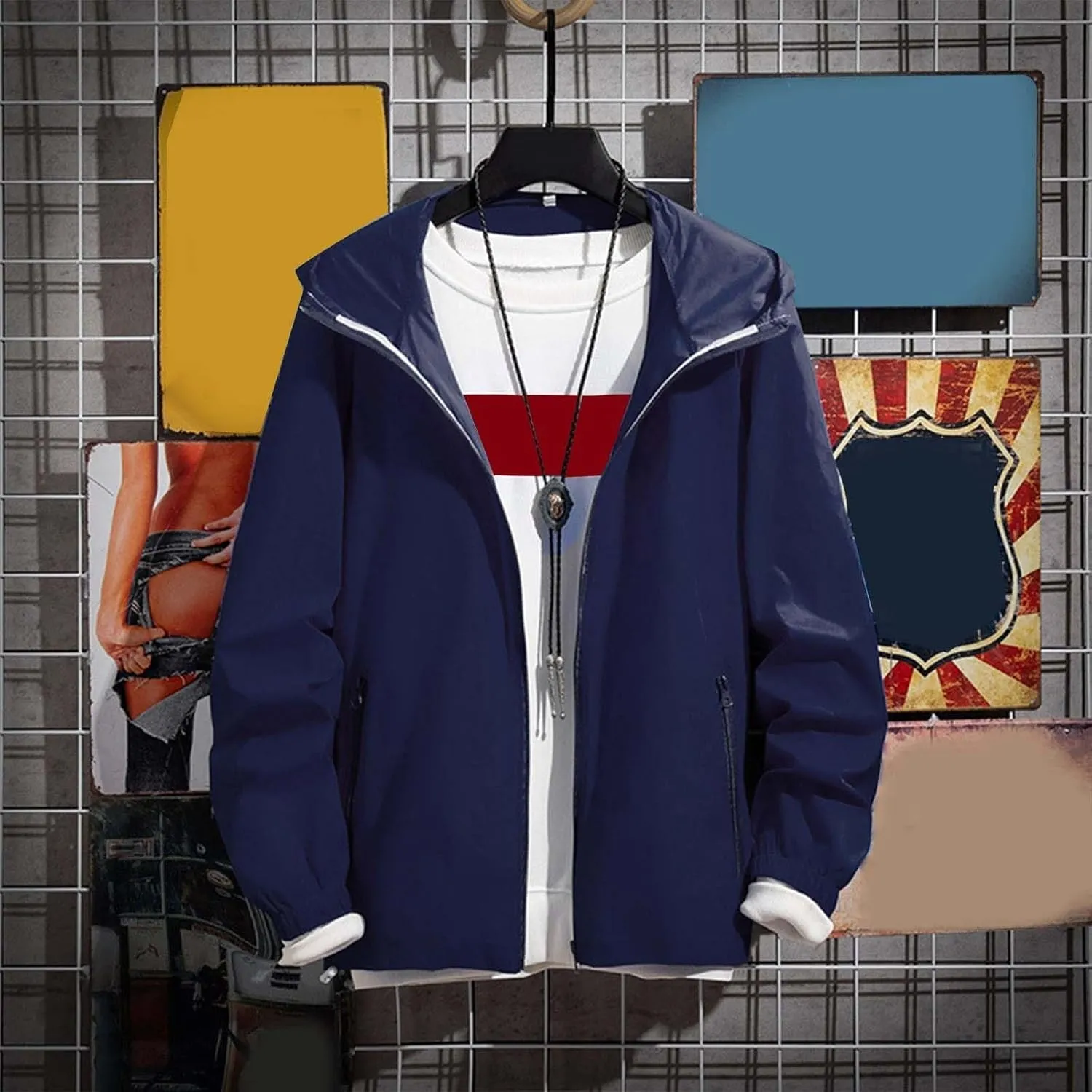 Men's Varsity Jacket Big and Tall Casual Bomber Jacket Fall Fashion Outerwear Coat Baseball Lightweight Jacket