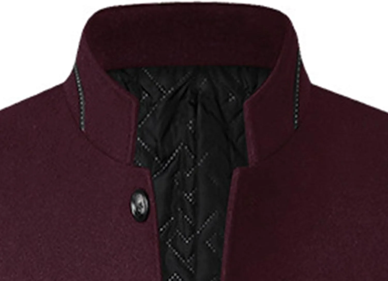 Mens Wool Blend Blazer Jacket Single Breasted Business Blazer Jacket Stand Collar Wool Blend Coat Wih Pockets