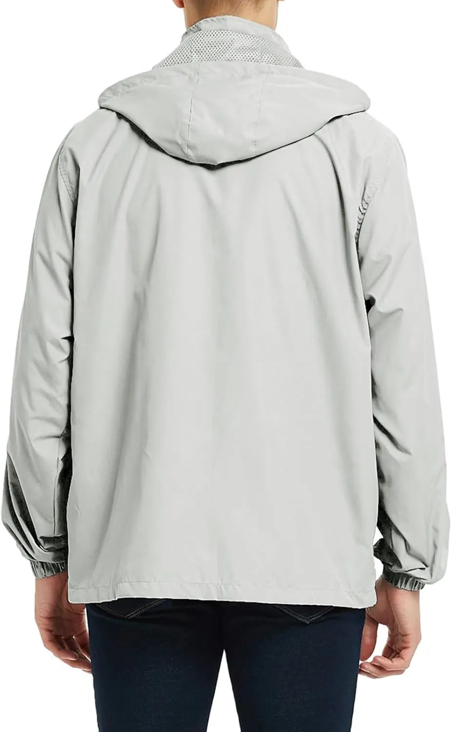 Mens Zip Up Jackets Hooded Waterproof Windbreakers Loose Coats Fashion Lapel Plain Clothes with Pocket 2024 New