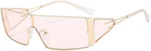 Metal Frame Rectangular Sunglasses for Women Luxury One-piece
