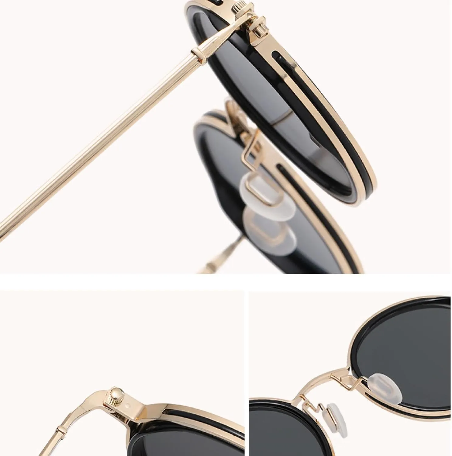 Metal Frame Round Sunglasses for Men Women Retro Steampunk Travel Driving Sun Glasses Uv400