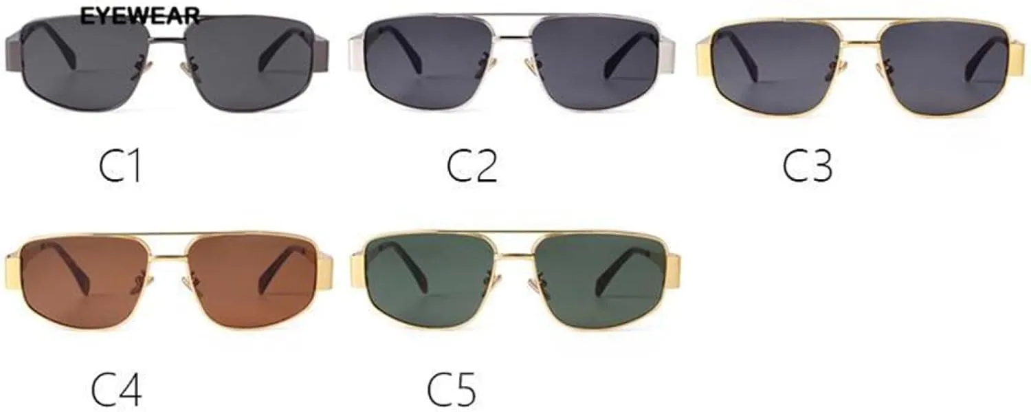 Metal Frame Sunglasses Mens Women Fashion Retro Gold Mirror Shades Uv400