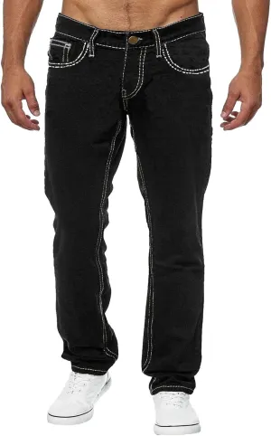 MIDOO Jeans for Men Slim Fit Casual Comfort Flex Waist Denim Pants Straight Leg Fashion Solid Skinny Jeans Trousers Mens Hip Hop Skater Jeans Vintage Loose Fit Dance Skateboard Pants