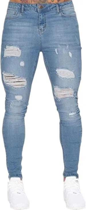 Mmoneyake Mens Slim Fit Jeans Ripped Distressed High Waist Skinny Jean Pants Stretch Denim Straight Leg Relaxed Fit Jeans