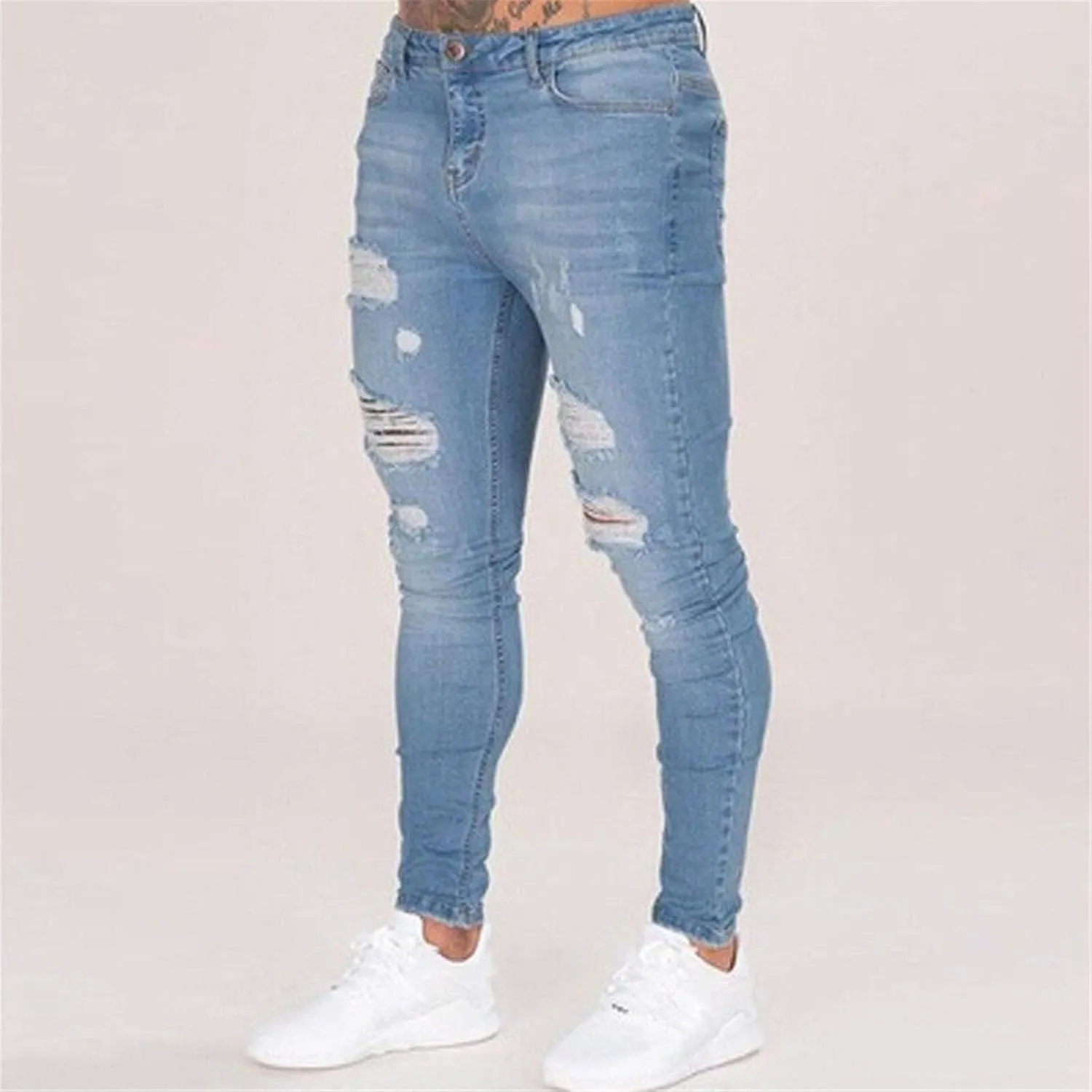 Mmoneyake Mens Slim Fit Jeans Ripped Distressed High Waist Skinny Jean Pants Stretch Denim Straight Leg Relaxed Fit Jeans