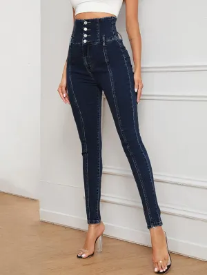 Navhao Jeans for Women Pants Jeans High Waist High Stretch Skinny Jeans Pants Jeans (Color : Dark Wash, Size : X-Small)