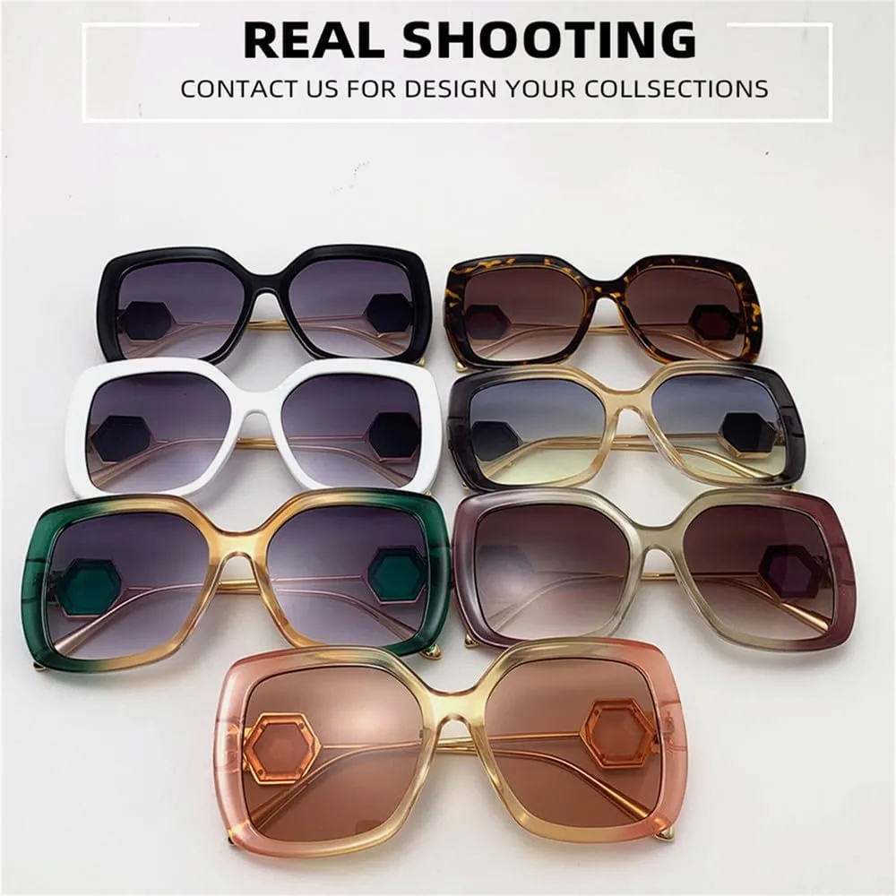 New 2025 Oversized Women Sunglasses Gradient Sun Glasses for Female Lady Big Shades