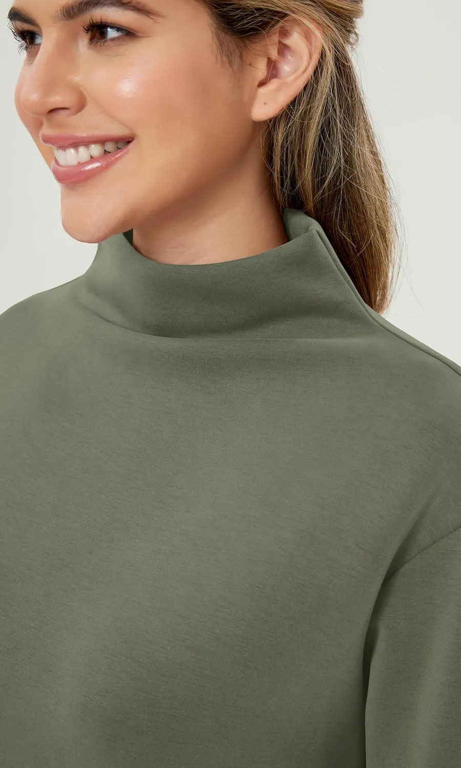 ODODOS Women's Modal Soft Mock Neck Pullover Long Sleeve SweatShirts Relaxed Casual Tops
