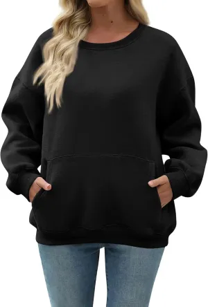 Oversized Crewneck Sweatshirts Women Soft Comfy Fleece Sweatshirts Trendy Fall Pullover Sweaters Preppy Cute Clothes