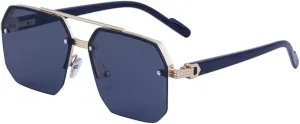 Oversized Semi-rimless Sunglasses for Men Luxury Vintage Metal Frame Punk