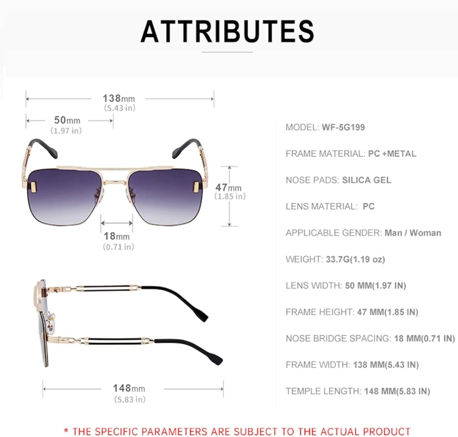 Oversized Sunglasses for Men Big Frame Luxury Classic Metal Frame Retro