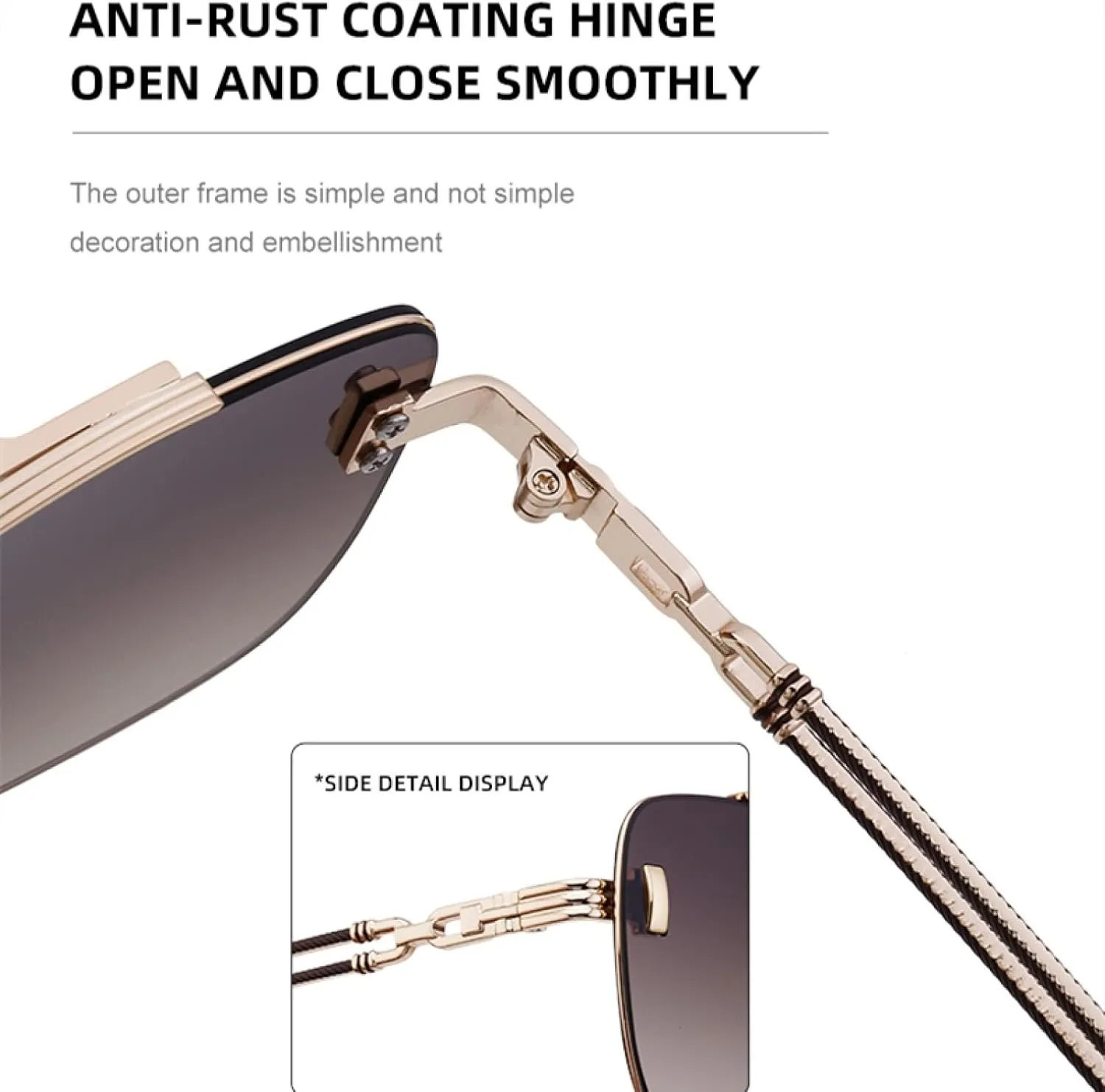 Oversized Sunglasses for Men Big Frame Luxury Classic Metal Frame Retro