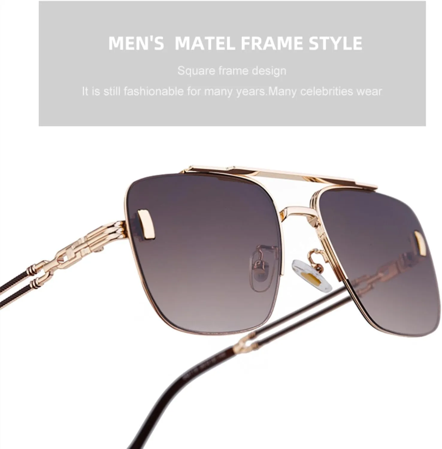 Oversized Sunglasses for Men Big Frame Luxury Classic Metal Frame Retro