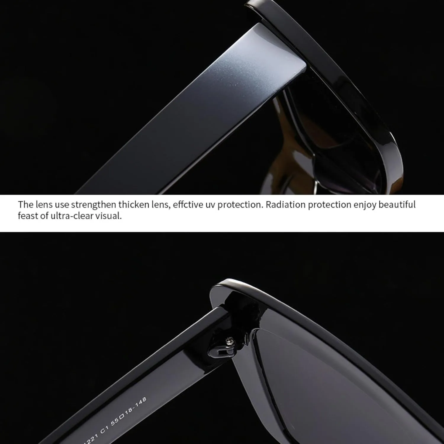Oversized Thick Frame Sunglasses Women Men Uv400 Vintage Shades Sun Glasses