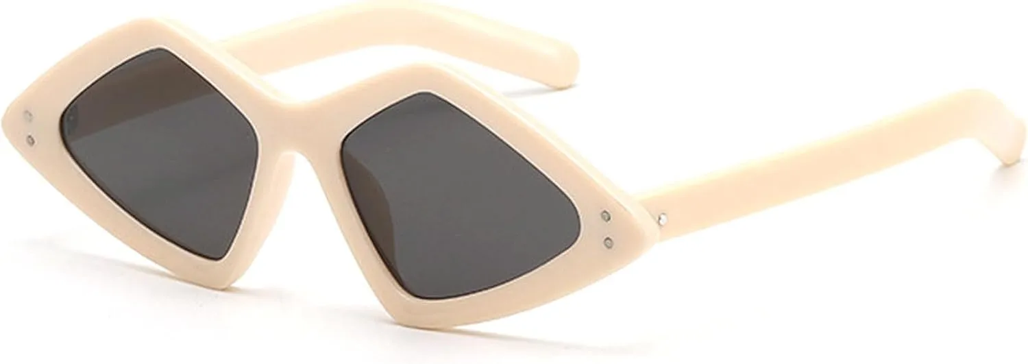 Oversized Vintage Cat Eye Sunglasses Women Fashion Irregular Shades Eyewear Trendy Luxury Polygonal Sun Glasses