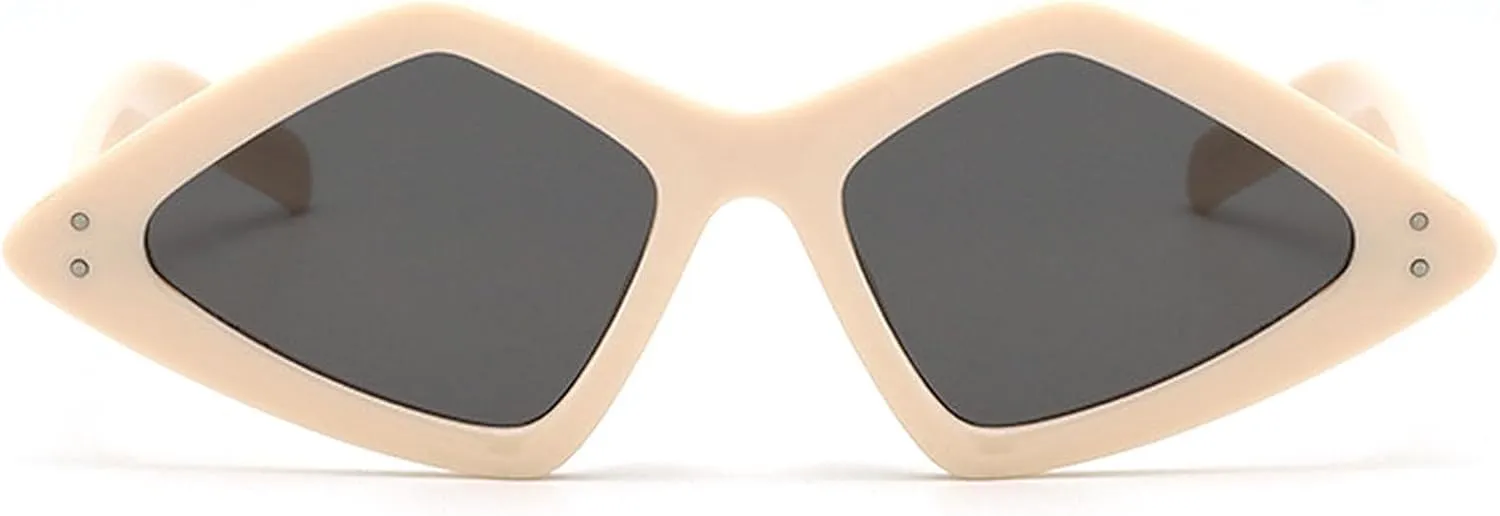 Oversized Vintage Cat Eye Sunglasses Women Fashion Irregular Shades Eyewear Trendy Luxury Polygonal Sun Glasses