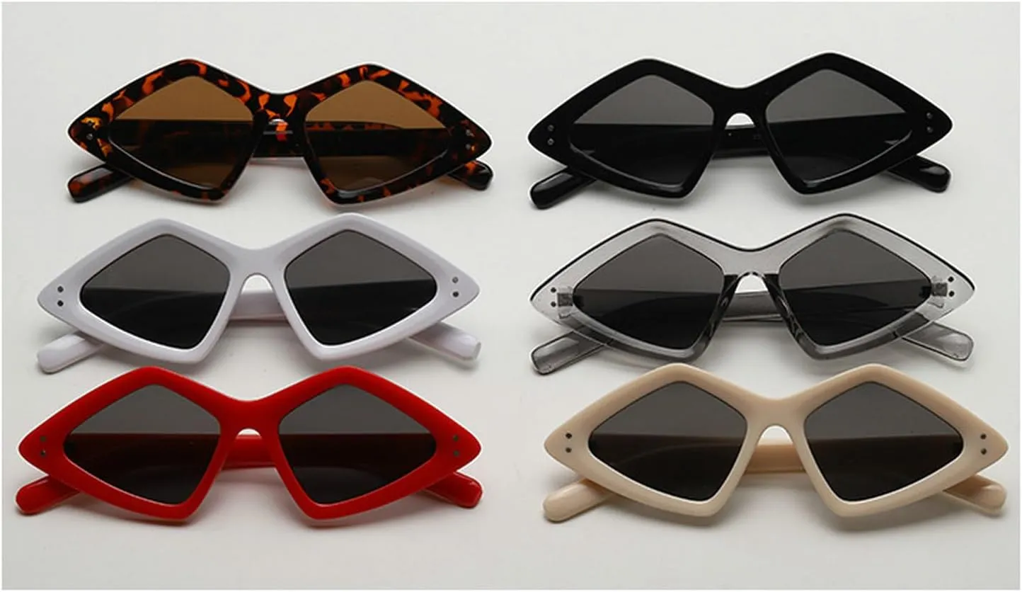 Oversized Vintage Cat Eye Sunglasses Women Fashion Irregular Shades Eyewear Trendy Luxury Polygonal Sun Glasses