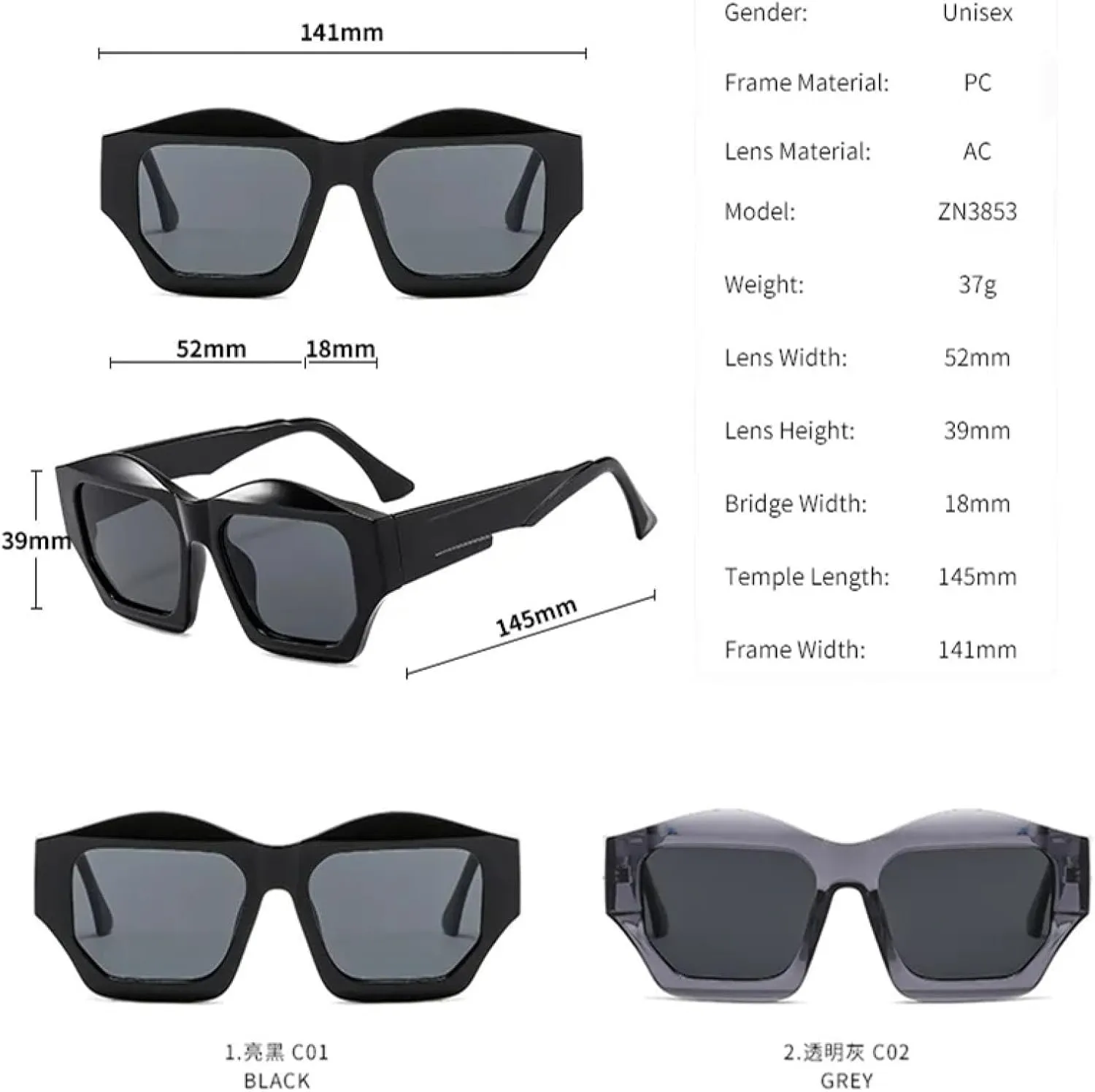 Oversized Women Fashion Double Color Outdoor Sunglasses Retro Lens Uv400 Men Trending