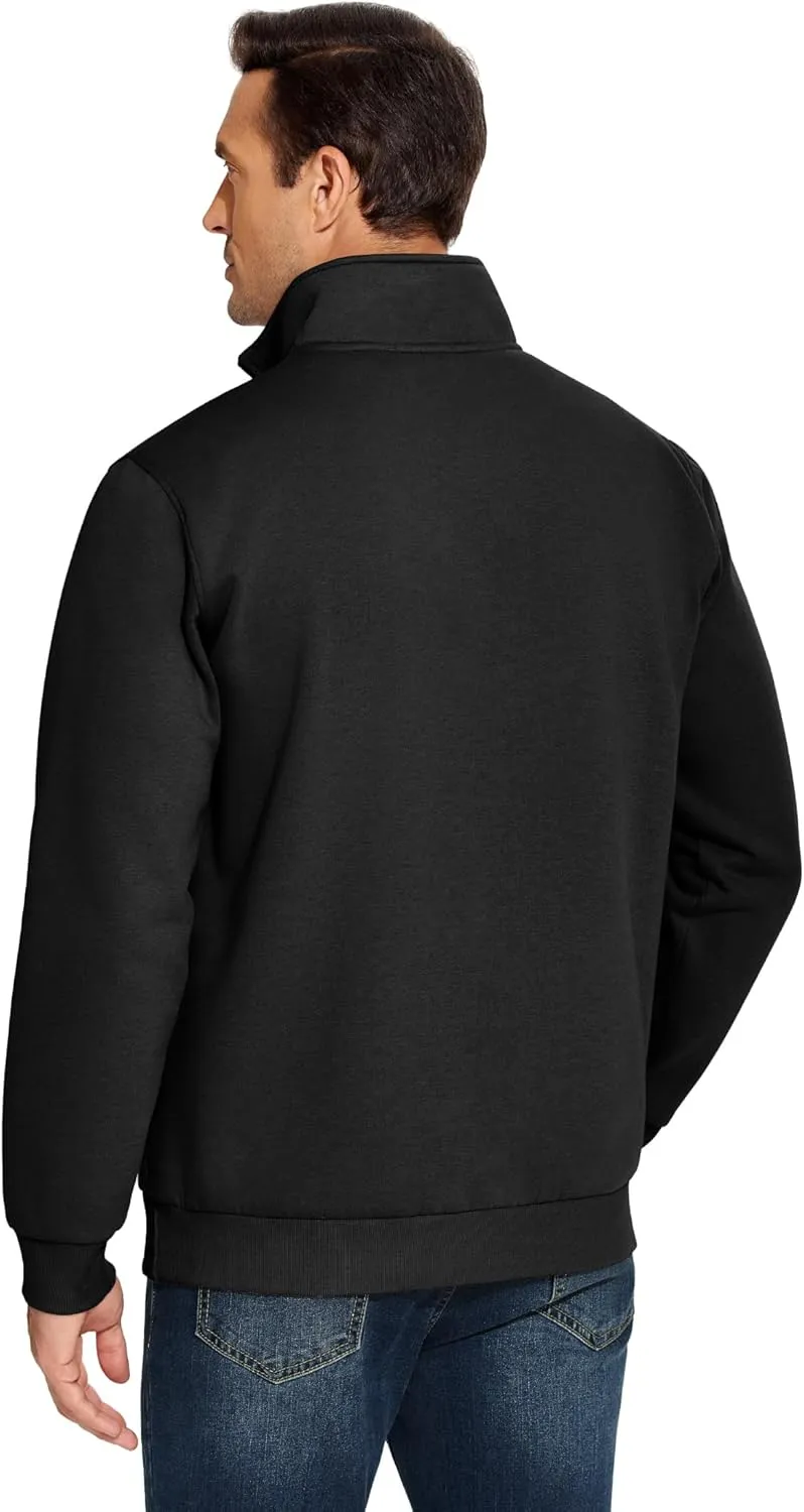 PINSPARK Men's Quarter Zip Fleece Cotton Pullover Sweatshirts Mock Neck Casual Long Sleeve Fall Winter Warm Sweatshirt