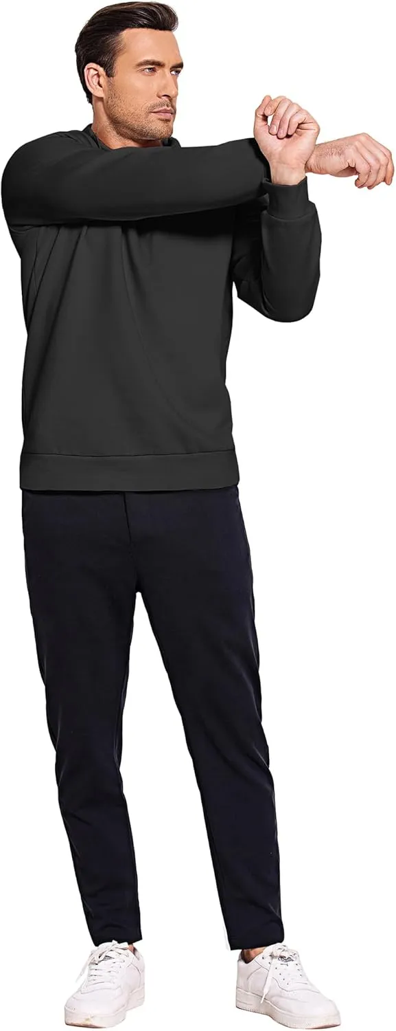 PINSPARK Men's Quarter Zip Fleece Cotton Pullover Sweatshirts Mock Neck Casual Long Sleeve Fall Winter Warm Sweatshirt