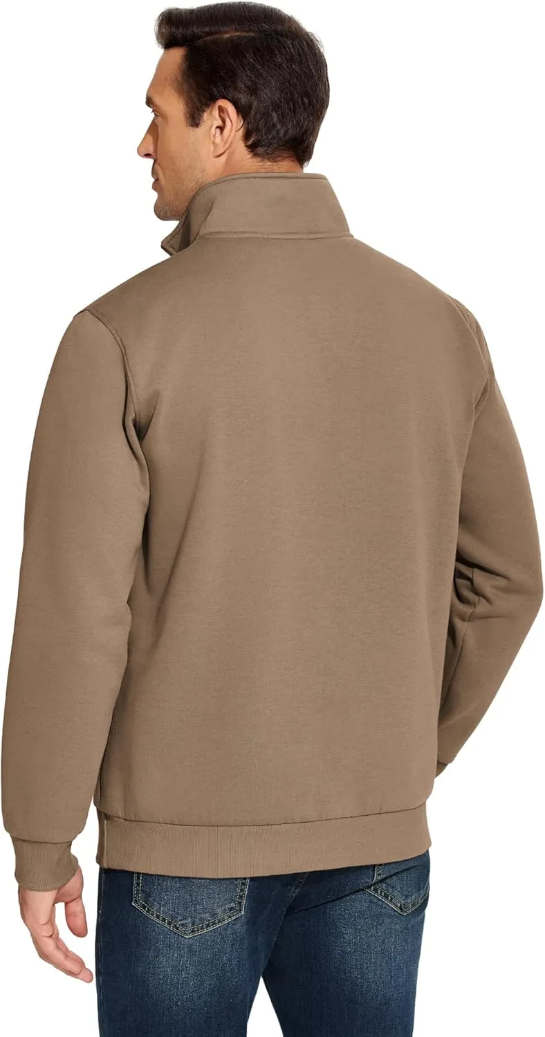 PINSPARK Men's Quarter Zip Fleece Cotton Pullover Sweatshirts Mock Neck Casual Long Sleeve Fall Winter Warm Sweatshirt