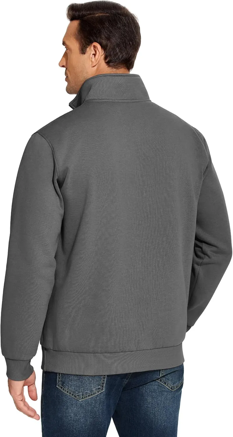 PINSPARK Men's Quarter Zip Fleece Cotton Pullover Sweatshirts Mock Neck Casual Long Sleeve Fall Winter Warm Sweatshirt
