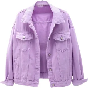 Plus Size Jean Jacket Oversized Denim Jacket Women Button Down Denim Shacket Coat Loose Fit Fall Outfits with Pockets