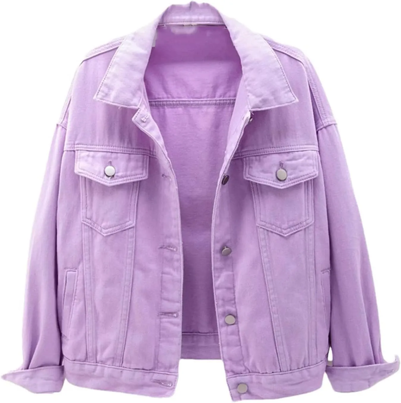 Plus Size Jean Jacket Oversized Denim Jacket Women Button Down Denim Shacket Coat Loose Fit Fall Outfits with Pockets
