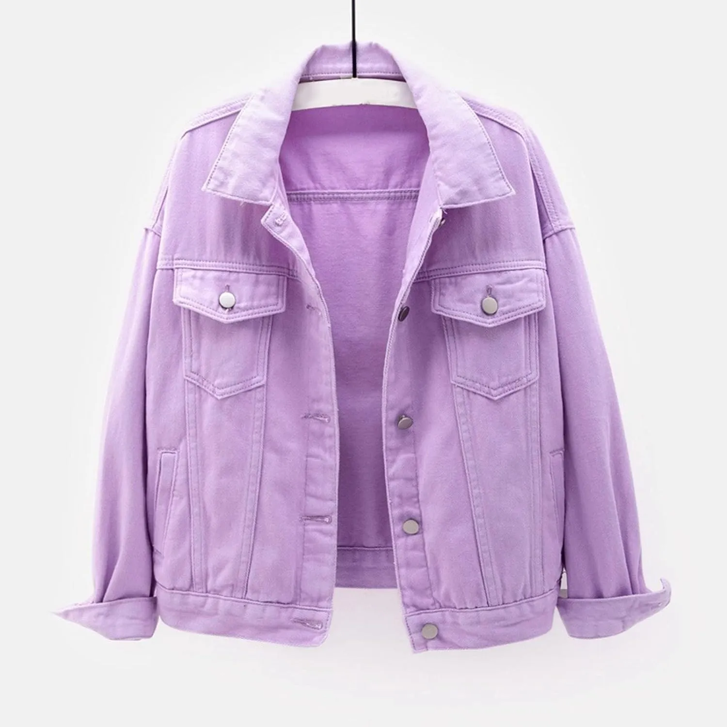 Plus Size Jean Jacket Oversized Denim Jacket Women Button Down Denim Shacket Coat Loose Fit Fall Outfits with Pockets