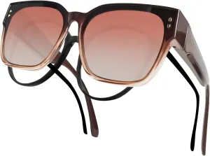 Polarized Fit Over Glasses Sunglasses for Women Men, Square Oversized Lightweight Shades for Driving Riding