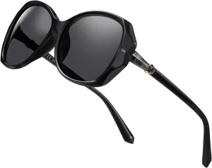 Polarized Sunglasses Fit Over Glasses for Women Men, Oversized Square Wrap-Around Shades with UV400 Protection