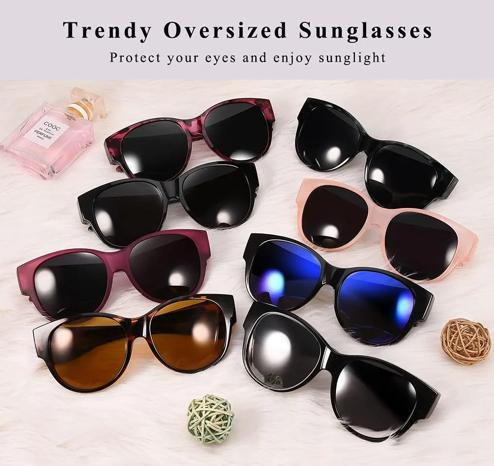 Polarized Sunglasses Fit Over Glasses Over Glasses Trendy Round Cat Eye and HD Wrap-around Sunglasses