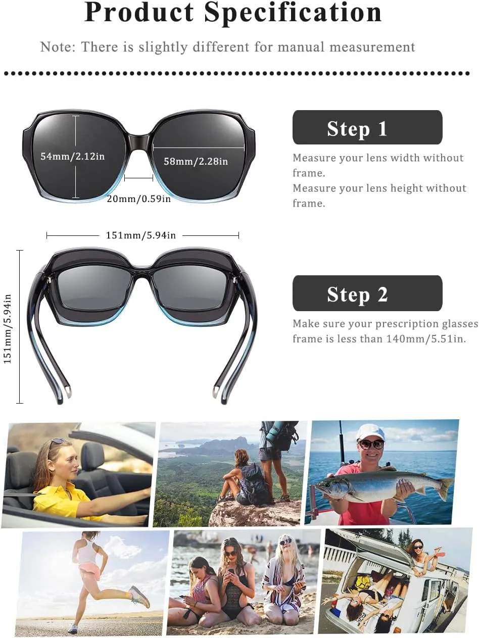 Polarized Sunglasses Fit Over Glasses Over Glasses Trendy Round Cat Eye and HD Wrap-around Sunglasses