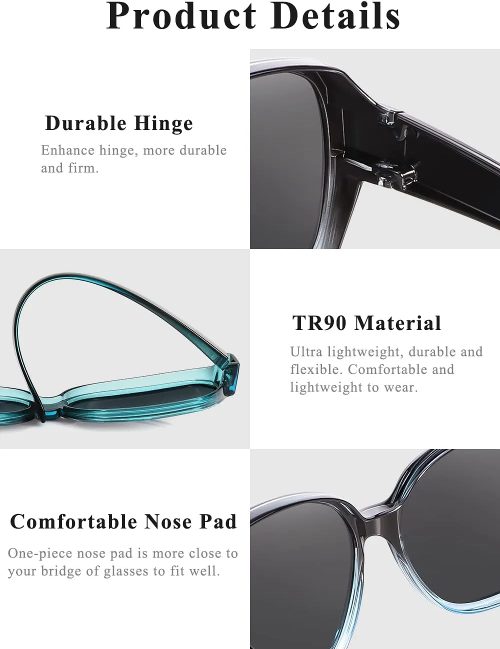 Polarized Sunglasses Fit Over Glasses Over Glasses Trendy Round Cat Eye and HD Wrap-around Sunglasses