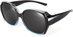 Polarized Sunglasses Fit Over Glasses Over Glasses Trendy Round Cat Eye and HD Wrap-around Sunglasses