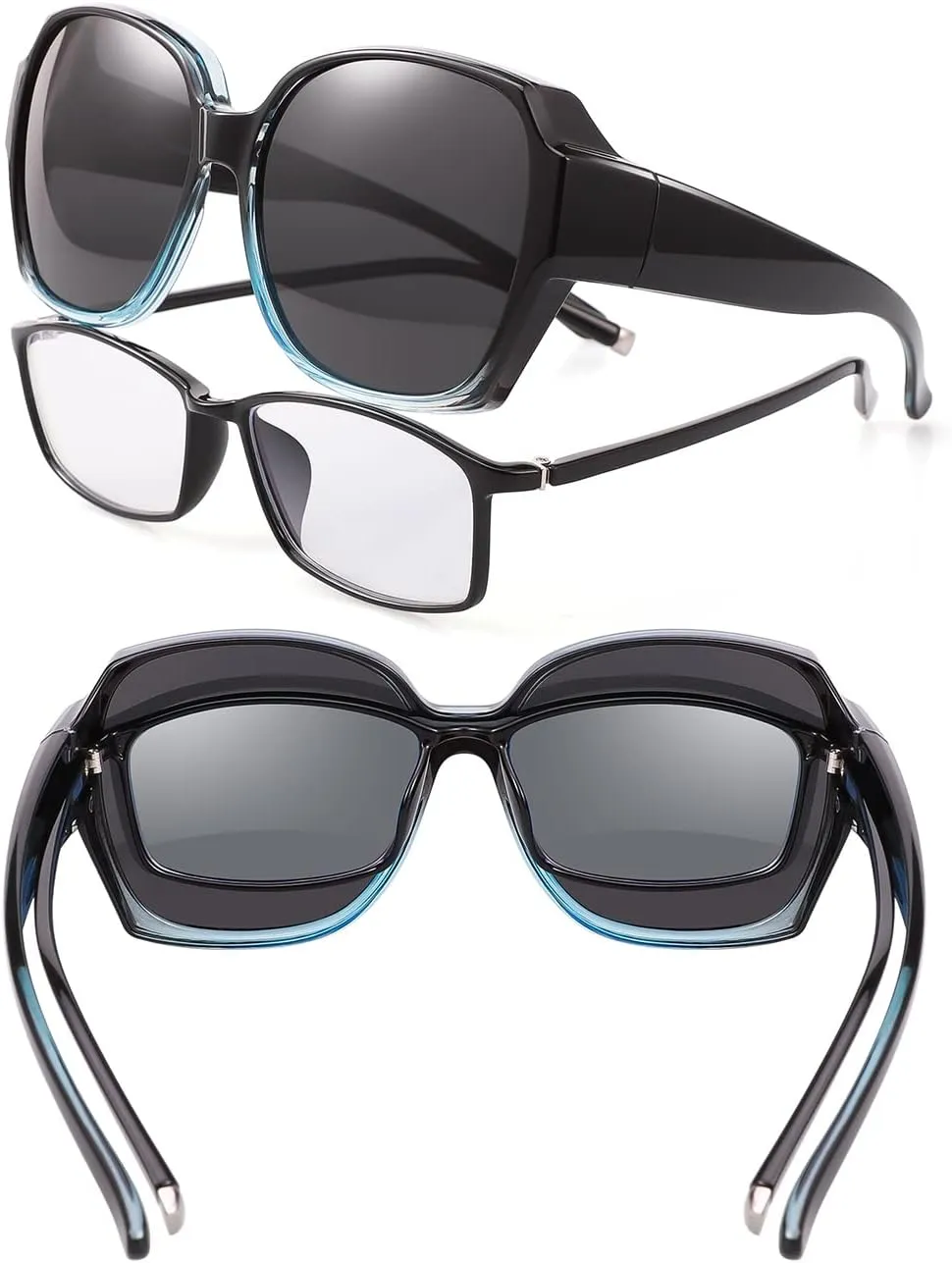 Polarized Sunglasses Fit Over Glasses Over Glasses Trendy Round Cat Eye and HD Wrap-around Sunglasses