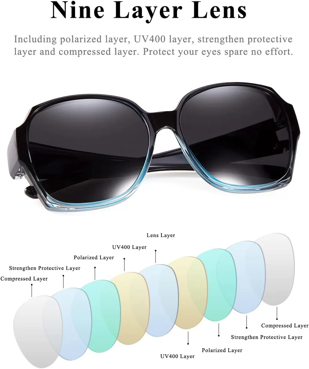 Polarized Sunglasses Fit Over Glasses Over Glasses Trendy Round Cat Eye and HD Wrap-around Sunglasses