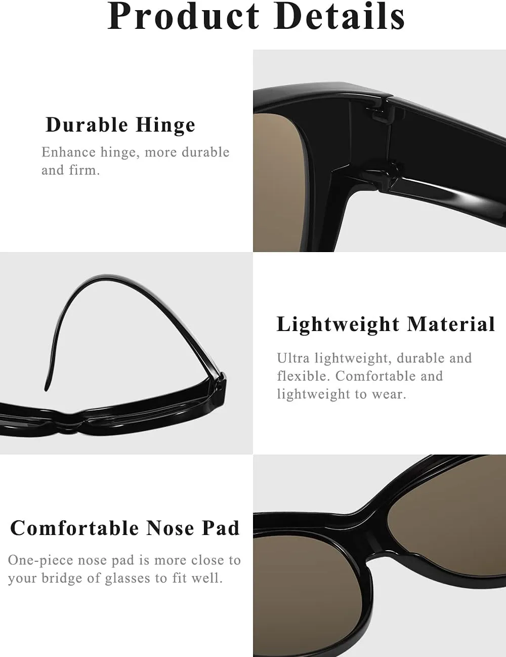 Polarized Sunglasses Fit Over Glasses Over Glasses Trendy Round Cat Eye and HD Wrap-around Sunglasses